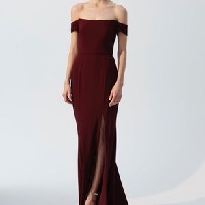 Eden off the shoulder formal gown in ruby